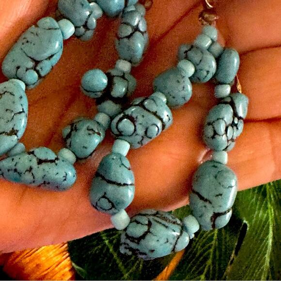 Turquoise Chunk Earrings - Picture 5 of 5